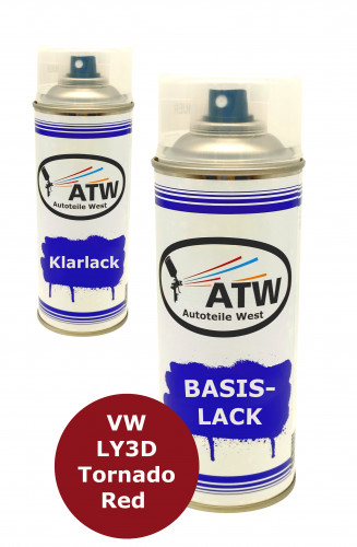 Autolack für VW LY3D Tornado Red+400ml Klarlack Set